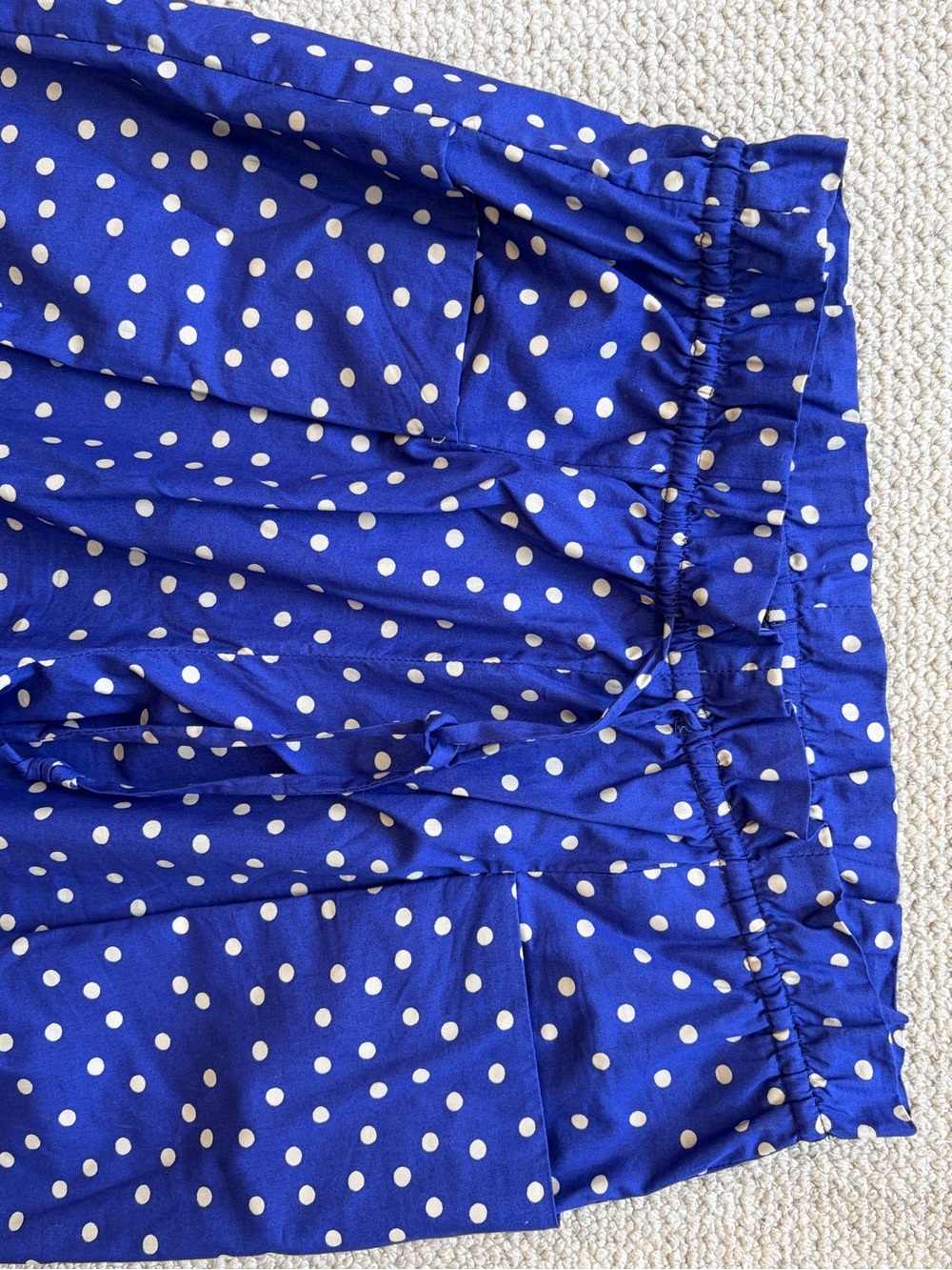 Zara Blue White Polka Dot Drawstring Wide Leg Pants Size S - Picture 3 of 5